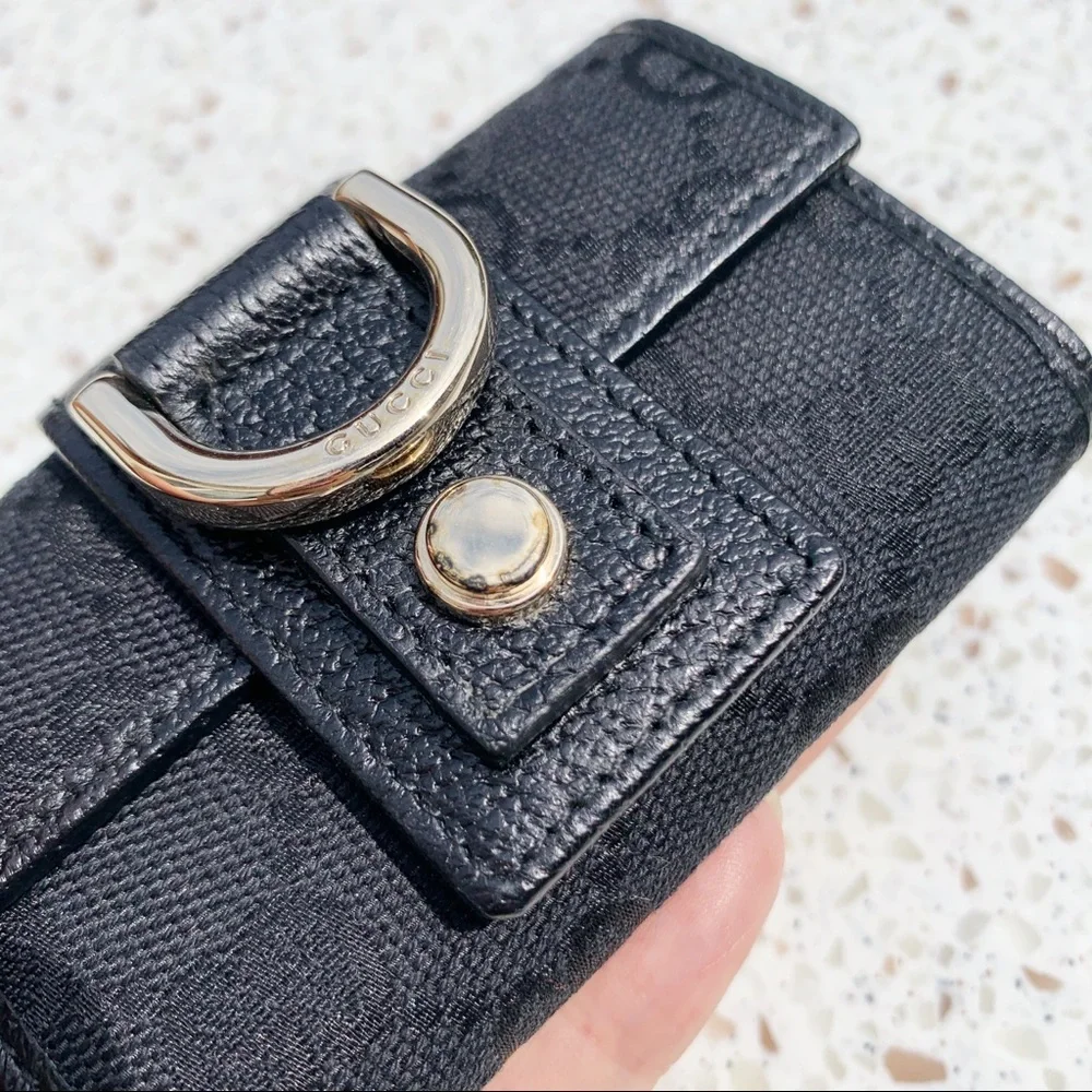 NWT Authentic D-ring GG Canvas Leather Key Wallet - Picture 6 of 6